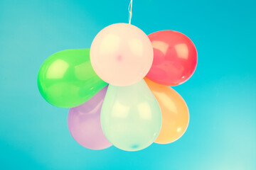 Canvas Print - colorful balloons on blue background