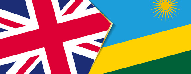 United Kingdom and Rwanda flags, two vector flags.