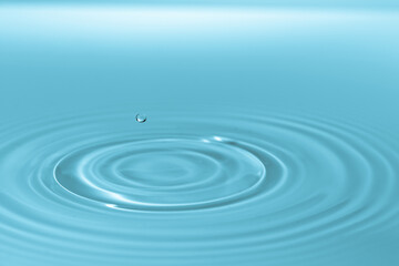 Wall Mural - drop of water drop to the surface. waves on the surface of the water from a collision