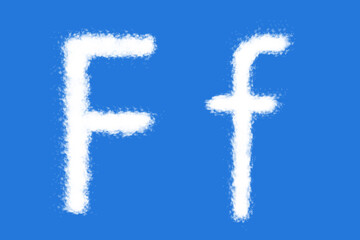 Canvas Print - Cloud F alphabet shape on blue background