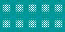 Seamless Abstract Pattern With Dots On Dark Cyan Background Color. White Small Polka Dot On Dark Cyan Background. 
