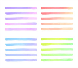 Poster - Colorful gradient watercolor vector stripes, long rectangle brush strokes, smears set. Painted graphic elements collection. Hand drawn watercolour streaks, lines, bars, ribbons. Text background. 