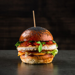 Canvas Print - Burger with fish, eat a fish Burger