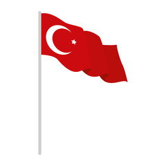 Wall Mural - turkey flag in pole isolated icon