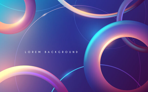 Abstract neon color rings background