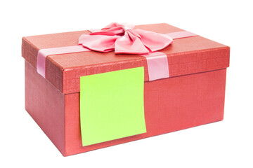 Canvas Print - Gift box with blank gift tag.