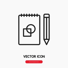 Fototapete - sketchbook icon vector. Linear style sign for mobile concept and web design. sketchbook symbol illustration. Pixel vector graphics - Vector.