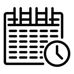 Poster - Calendar stopwatch icon. Outline calendar stopwatch vector icon for web design isolated on white background