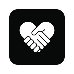 Handshake icon - Two hands together. Heart symbol vector illustration. editable icon