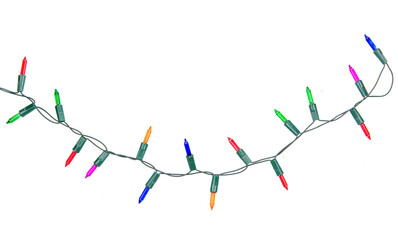 Wall Mural - christmas lights string isolated on white background with clipping path..