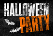 © Mike - Halloween Party letterpress text with stamped bats and spiderwebs. Grunge, distressed heading with additional patterns and textures.