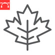 Maple leaf line icon, thanksgiving and nature, leaf sign vector graphics, editable stroke linear icon, eps 10.