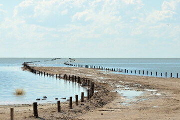flooded road to viewpoint on the etosha pan