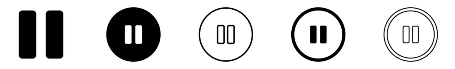 Wall Mural - pause button icon circle black | break buttons illustration | video audio player navigate symbol | q