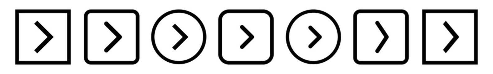Wall Mural - next button icon black line | play buttons illustration | video audio player navigate symbol | right