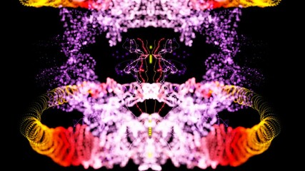 Wall Mural - Several abstract objects complex animation with many transitions during time in space.