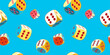 Sky blue seamless pattern of Lucky Dice with six, pop art trend