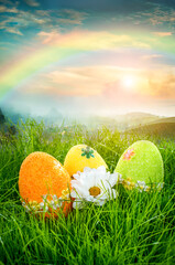 Wall Mural - Decorated easter eggs