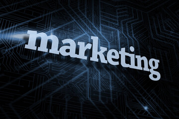 Wall Mural - Marketing against futuristic black and blue background