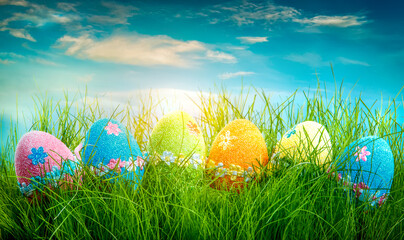 Wall Mural - Decorated easter eggs