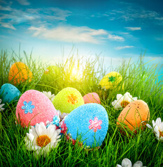 Wall Mural - Decorated easter eggs