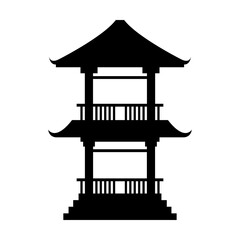 Sticker - chinese building silhouette vector design