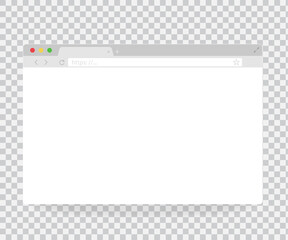 Aufkleber - Blank browser window on transparent background. Flat page layout computer or internet frame template design. Web browser blank screen. Stock vector.