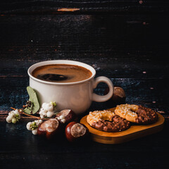 cup of coffee and cookies