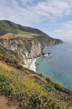 Vertical View Of The Rugged Coast Of Big Sur, Along The Pacific Coast Highway In California