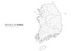 South korea map. Map Vector by Administrative Region in Korea.