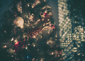 Poster - bokeh image of christmas decoration background