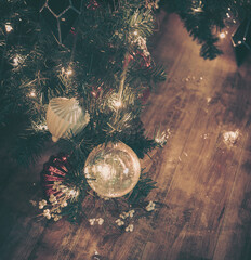 Poster - bokeh image of christmas decoration background