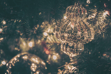 Poster - bokeh image of christmas decoration background