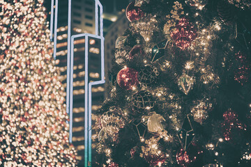 Poster - bokeh image of christmas decoration background
