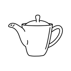 Sticker - tea kettle line style icon vector design