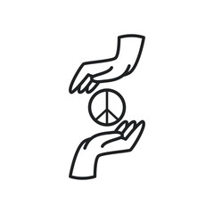 Poster - peace and love between hands line style icon vector design