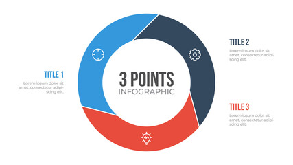 Poster - 3 points circle infographic element vector, can be used for workflow, steps, options, list, processes, presentation slide, report, etc.
