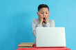 © Gatot - portrait of school boy with happy expression while studying. excited feeling