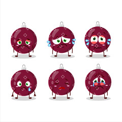 Poster - Christmas ball dark purple cartoon character with sad expression