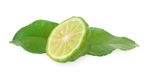 Wall Mural - Bergamot fruit with cut in half an isolated on white background