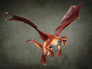 Wall Mural - Fabulous flying dragon. 3d illustration