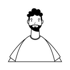 Poster - young man with beard avatar character line style