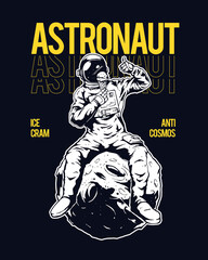 printillustration of astronaut sitting on the moon