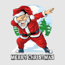 Santa Claus Dabbing Dance Is Very Cute. This Design Is Perfect For T-shirts, Posters, Cards, Mugs And More. Vector In The Form Of Eps And Editable Layers