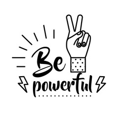 Canvas Print - be powerful feminism lettering line style icon