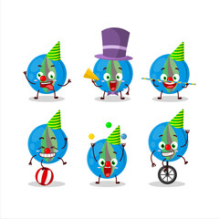 Sticker - Cartoon character of blue marbles with various circus shows