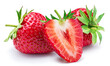 Strawberry with strawberries slice isolated on a white background.