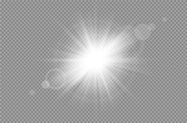 white glowing light burst explosion with transparent. vector glowing light effect with gold rays and