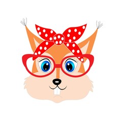 Wall Mural - cute cartoon animal with red glasses vector illustration	