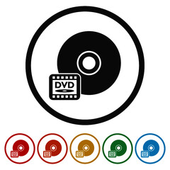 Poster - DVD disk ring icon, color set